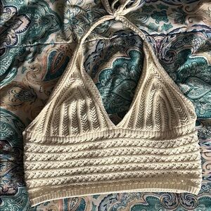 Stylish Cream Knit Halter Top